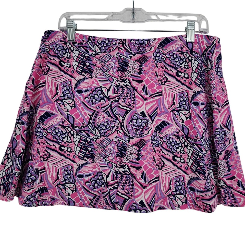 IBKUL Large Pink Abstract Print UPF 50+ Tennis Golf Skort Active Resort Wear